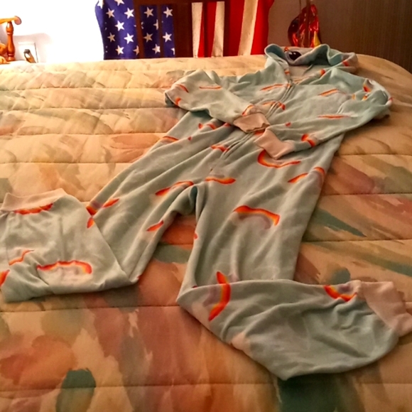 Big Girl's,Super Soft & Cute,Mint Green,🌈 Unicorn🦄,Hooded,Onsie, Zip Down,PJ's - Picture 14 of 17